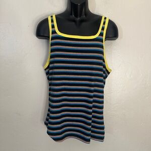 Liquid Men Striped Tank Top Large Gently worn 100% cotton 19.5" armpit to armpit